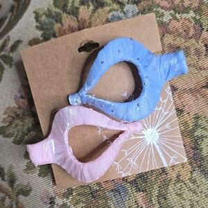 NWT Set of 2 Wrapped Sparkle Hairclips Pink&Blue